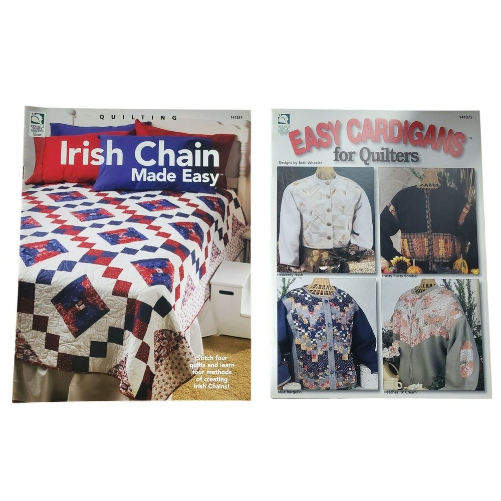 Lot of 2 House of White Birches Easy Cardigans For Quilters Irish Chain MadeEasy